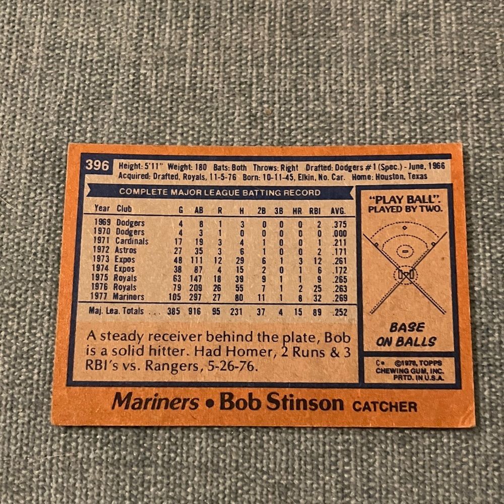 1978 Topps Seattle Mariners Baseball Card Trading Card - Picture 2 of 2